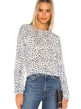 Bella Dahl lightweight Blue/Black Speckled Blouse with Button Up back. Size M
